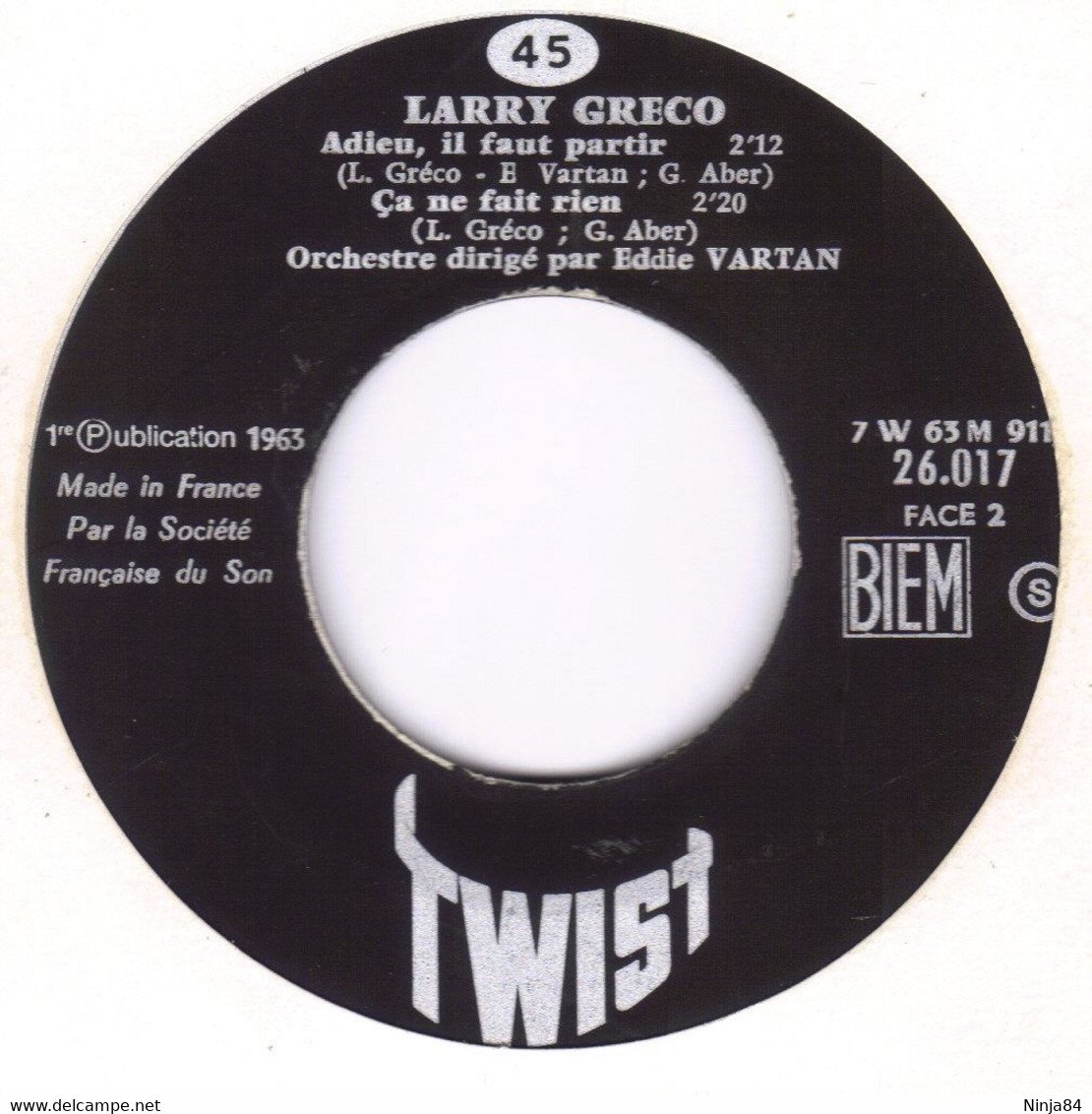 EP 45 RPM (7")  Larry Gréco  "  Yolène  " - Other - French Music