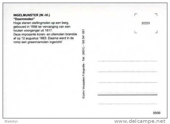 INGELMUNSTER (W.Vl.) - Molen/moulin - Indrukwekkende Hoge Romp Van De Doornmolen, Uitgebrand In 1883. Opname: 2000. - Ingelmunster