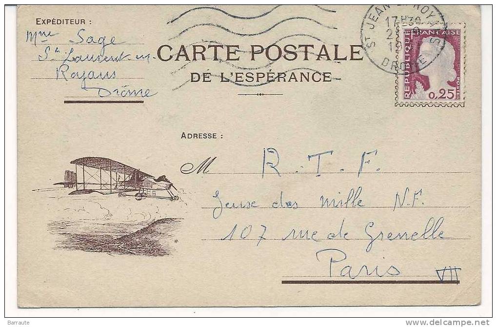 C-P Saint Jean En Royant Flamme Permanente 1951 " Envoyé Au Jeu Des Mille N-F Par Mr SAGE. - Autres & Non Classés