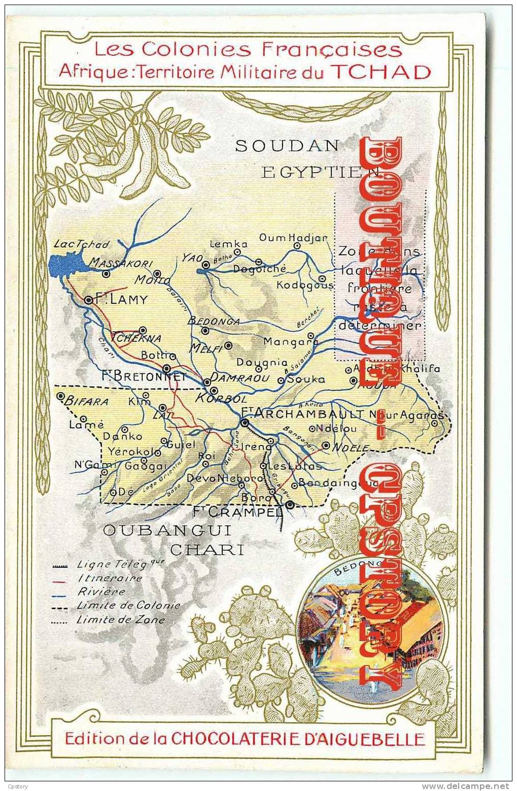 TCHAD - BEDONGA - CARTE GEOGRAPHIQUE Et DESCRIPTIF Du PAYS - Chocolaterie Et Chocolat D´Aiguebelle - Dos Scané - Tschad