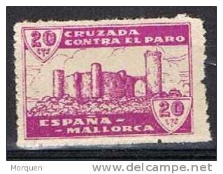 Cruzada Contra El Paro MALLOCA 20 Cts, Cifra Grande, Guerra Civil ** - Spanish Civil War Labels