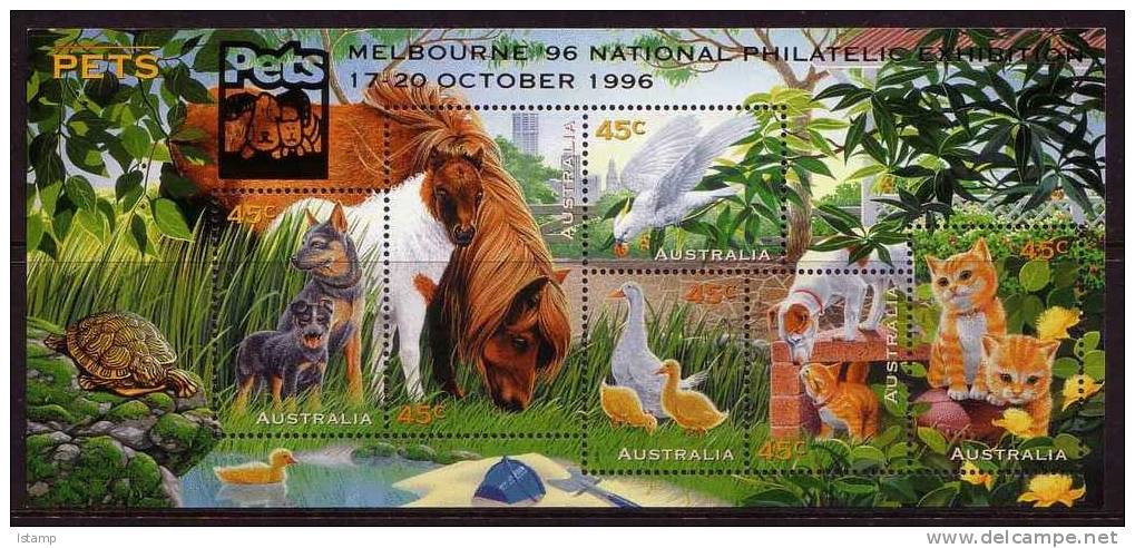 ⭕1996 - Australia PETS 'overprint Melbourne' - Miniature Sheet Stamps MNH⭕ - Blocks & Sheetlets
