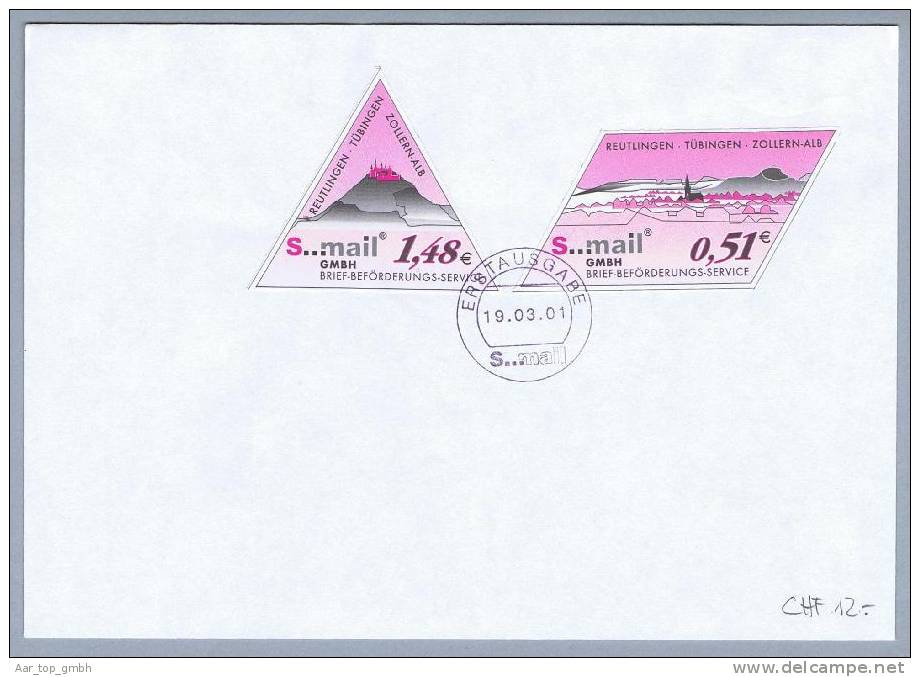 Privatpost 2001 Reutlingen-Tübingen-Zollern-Alb Brief - Privées & Locales