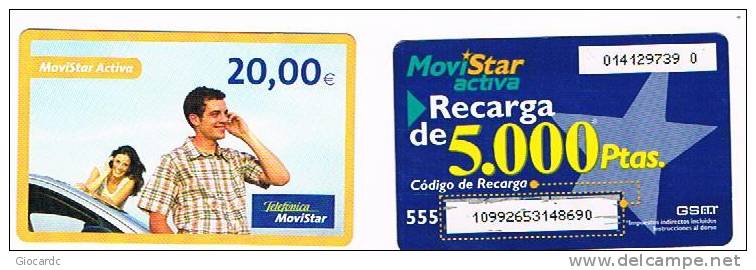 SPAGNA (SPAIN) - TELEFONICA / MOVISTAR (GSM RECHARGE) - LOT OF 2 DIFFERENT   - USED  -  RIF. 4229 - Telefonica