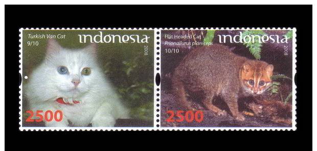 Indonesia 2008 Turkey Joint Issue  - Cats Mnh Pair Fauna - Domestic Cats