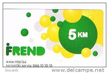 BOSNIA - MTEL  (GSM RECHARGE) -  FREND 5 KM   - USED  -  RIF. 3045 - Bosnië