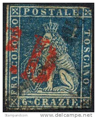 Tuscany #7 Used 6cr Slate Blue From 1851 - Toscane