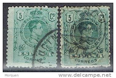 Alfonso XIII, 5 Cts Medallon Verde VARIEDAD,  Edifil Num 268 Y 268a º - Usados