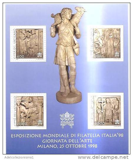52916)foglietto Vaticano Con 4 Valori Serie Espo. Mondiale Di Filatelia Italia '98 - Bf34 - Blocchi E Foglietti
