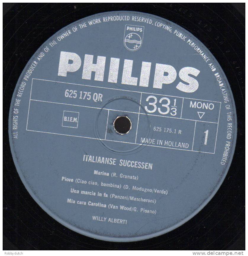 * 10" LP *  WILLY ALBERTI - ITALIAANSE SUCCESSEN - Other - Italian Music