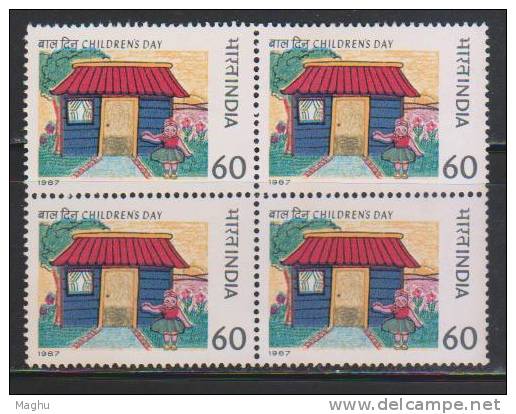 India 1987 MNH, Block Of 4., Childrens Day, - Blocs-feuillets