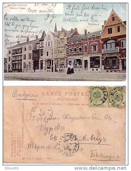 MIDDELKERKE – Villas Sur De La Digue  Old Card Circulées /travel -1909 - Middelkerke