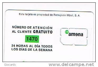 SPAGNA (SPAIN) - AMENA  (GSM SIM) - RETEVISION MOVIL - USED -  RIF. 4220 - Amena - Retevision