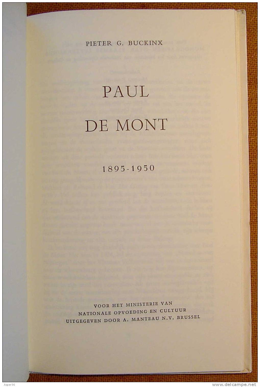 Monografieën Over Vlaamse Letterkunde "Paul De Mont Door Pieter G. Buckinx "1961 - Anciens
