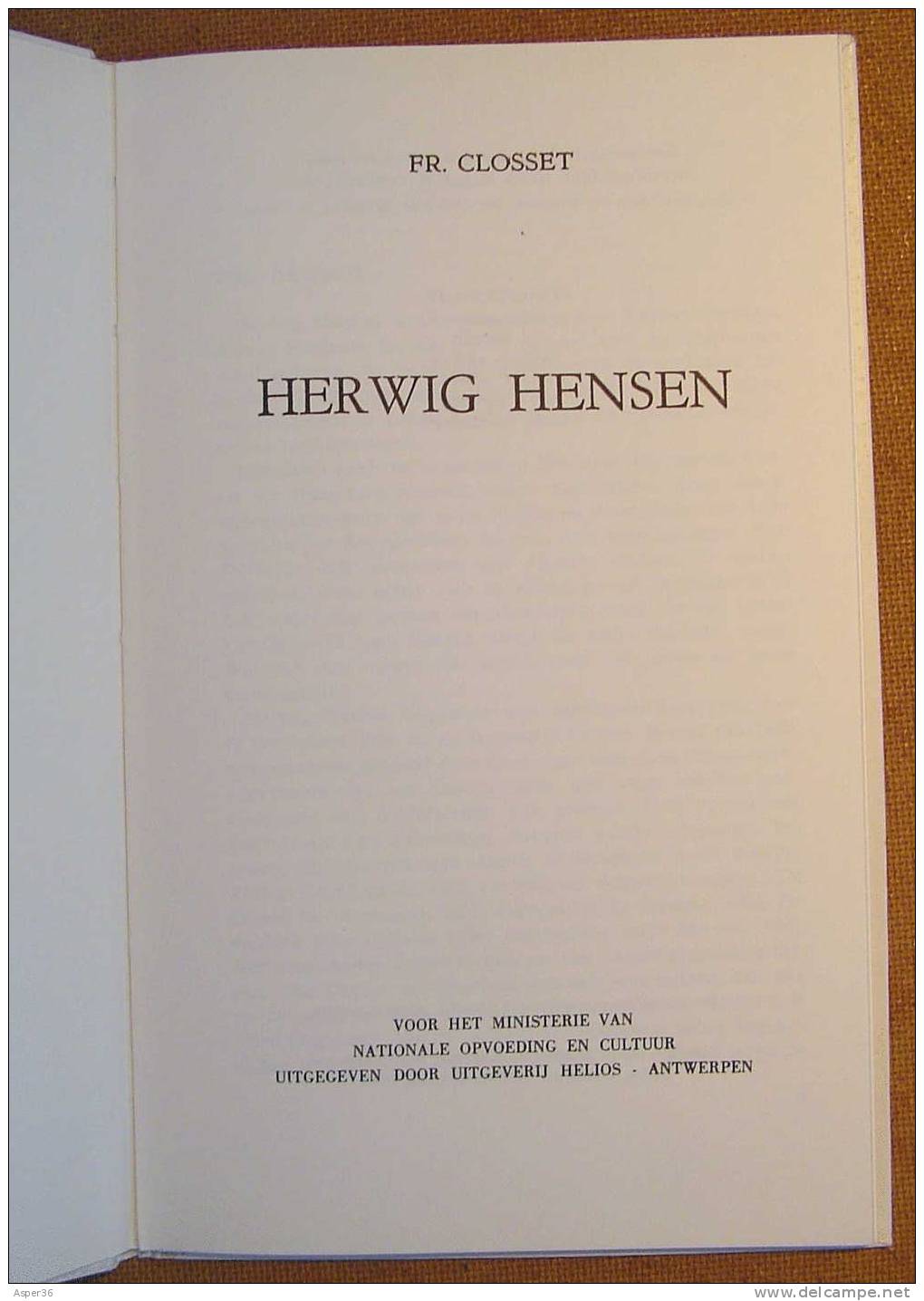 Monografieën Over Vlaamse Letterkunde "Herwig Hensen Door Frans Closset "1965 - Anciens