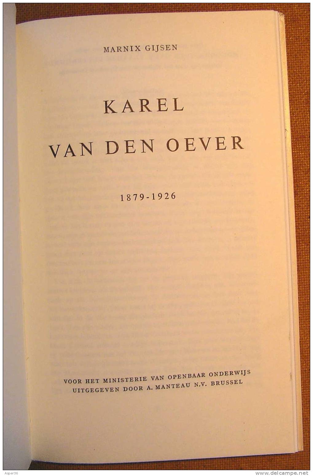 Monografieën Over Vlaamse Letterkunde "Karel Van Den Oever Door Marnix Gijsen "1958 - Anciens