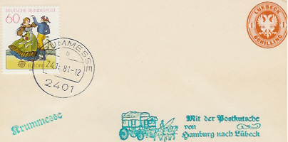RFA BRD 1981 LA MALLE POSTE DE HAMBOURG A LÜBECK Entier Postal Avec Yvert 929 Réimpression Du Lübeck 9 - Luebeck