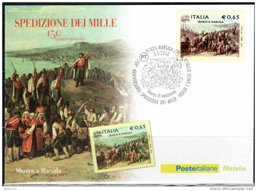 Italia 2010 Spedizione Dei Mille 0,65 € - Cartolina Filatelica - FDC