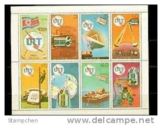 North Korea Stamps Sheet 1976 100th Anni Of 1st Telephone Communication UIT Space Map - Korea, North