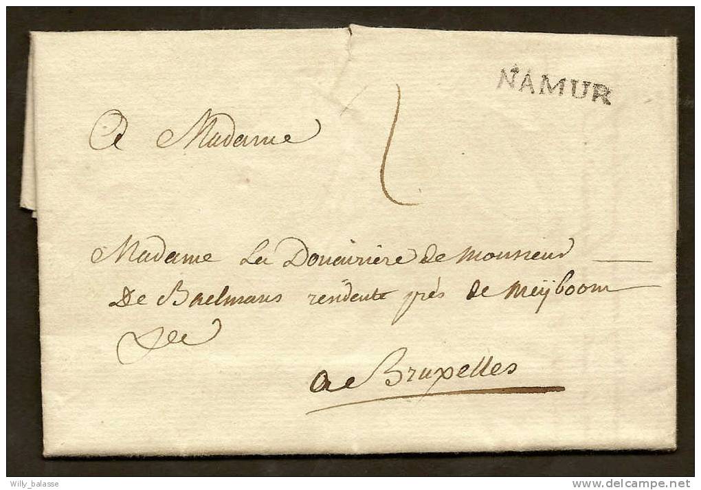 Belgique Précurseur 1780 Lettre Avec Marque " Namur" - 1714-1794 (Pays-Bas Autrichiens)