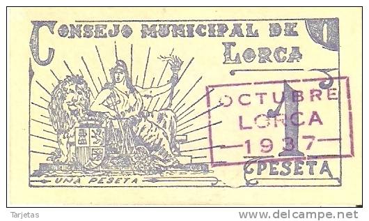 BILLETE DE 1 PTA DEL CONSEJO MUNICIPAL DE LORCA   (BANKNOTE) - Andere & Zonder Classificatie