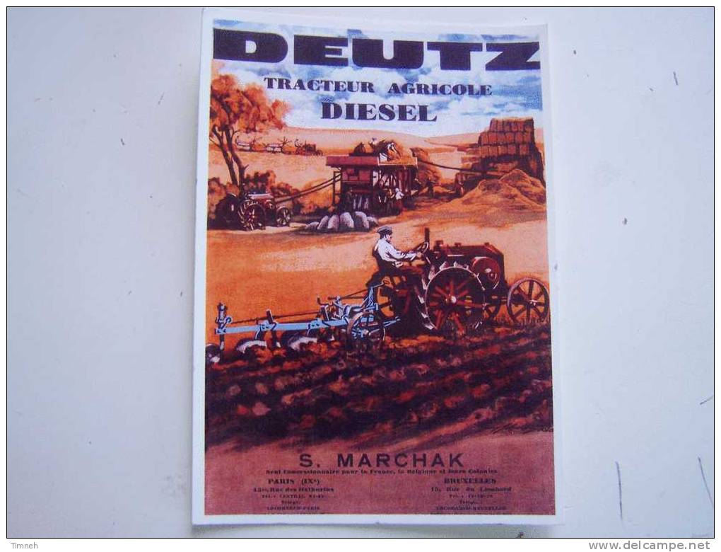 CPM N°27 Matériel Agricole DEUTZ Tracteur Agricole DIESEL S.MARCHAK CENTENAIRE éditions - Traktoren