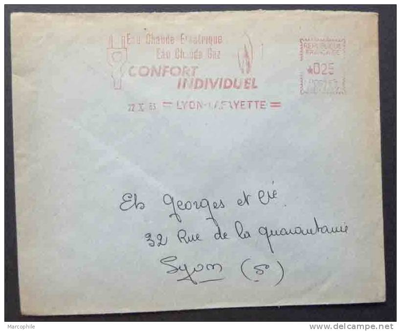 ELECTRICITE - GAZ - LYON  / 1963 EMA ILLUSTREE SUR LETTRE  (ref 1102) - Electricity