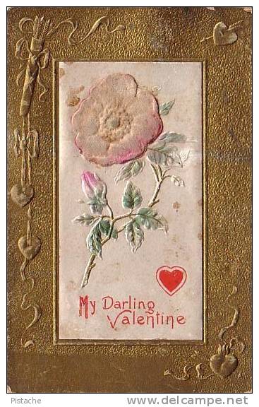 CPA - Saint-Valentin - Valentine - Gaufrée Dorures - 2 Scnas - État Moyen - Saint-Valentin