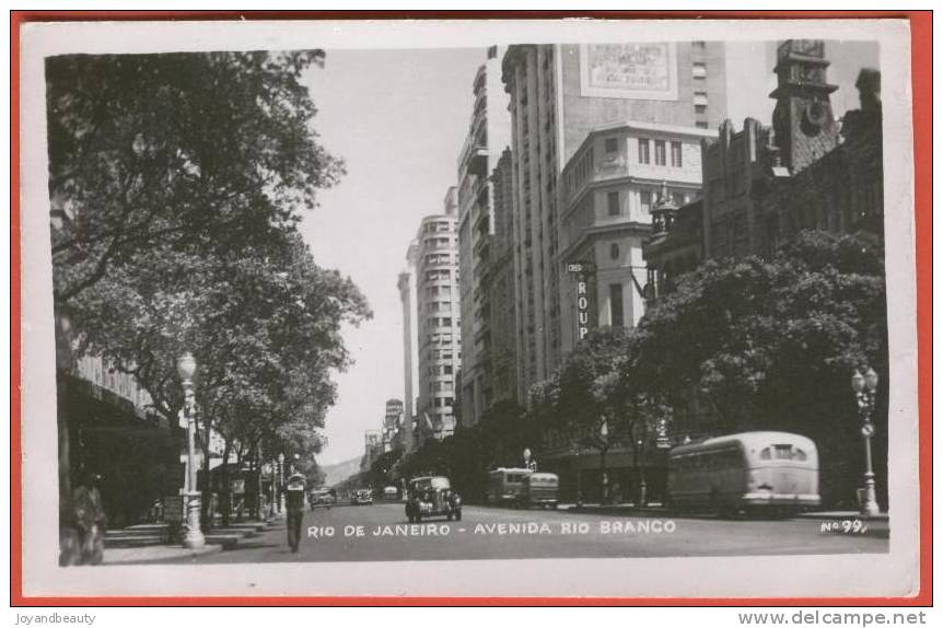 E085, Rio De Janeiro , Avenida Rio Branco , Car , Bus , No.99 , Photocard , Animée , Non Circulée - Rio De Janeiro