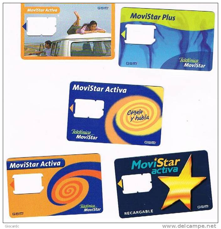 SPAGNA (SPAIN) - MOVISTAR / TELEFONICA   (GSM SIM) - LOT OF 5 DIFFERENT  - USED WITHOUT CHIP - RIF. 4223 - Telefonica