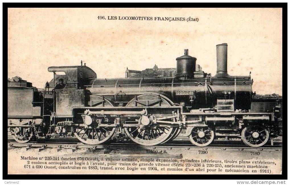 LES LOCOMOTIVES FRANCAISES (Etat) MACHINE A VAPEUR SATUREE TRAIN - Trains