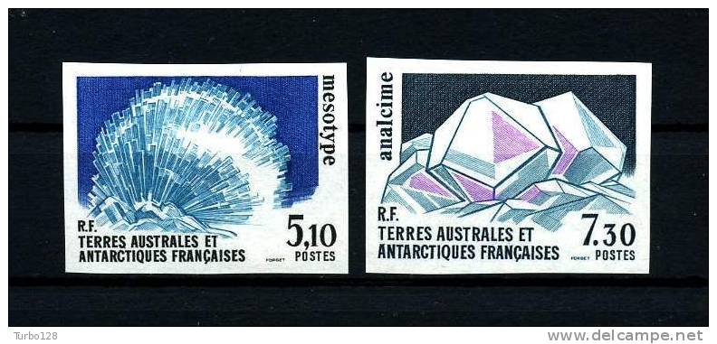 ... RARE ...TAAF 1989 N° 144/145 ** ( Dallay 147/48 ) NON DENTELE Neufs MNH Superbes Minéraux Mésotype Amalcime Géologie - Ongetande, Proeven & Plaatfouten