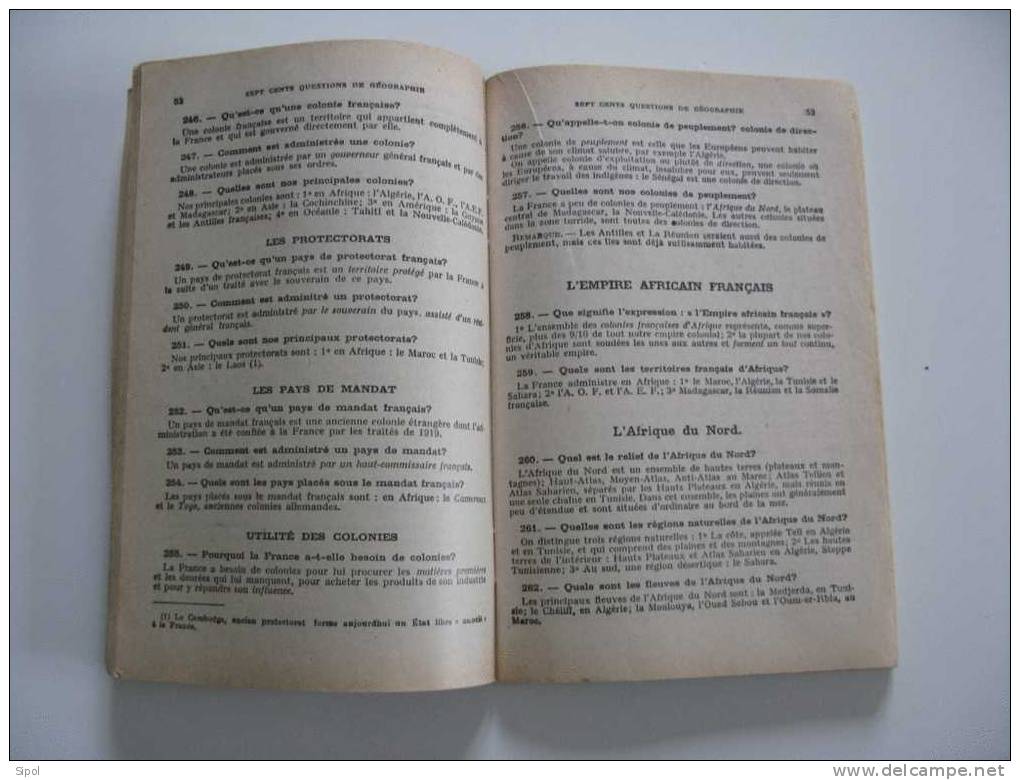 Questions De Géographie Au C.E.P ( 700 ) Par Jean Le Gouil Les Editions De L Ecole 1951 - 6-12 Jaar