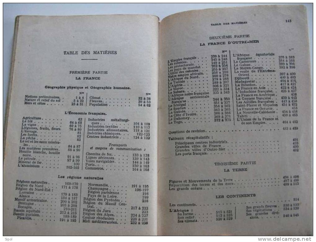 Questions De Géographie Au C.E.P ( 700 ) Par Jean Le Gouil Les Editions De L Ecole 1951 - 6-12 Anni