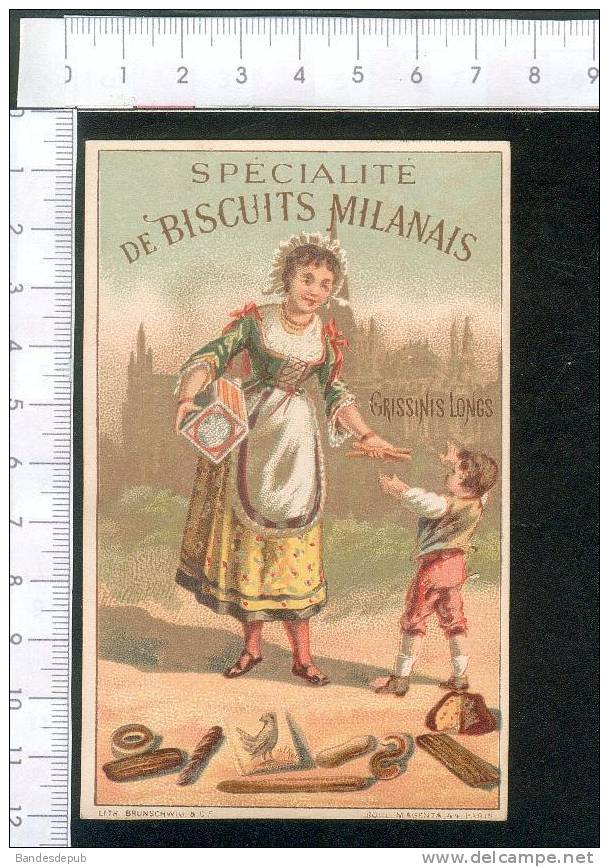 Scapini Biscuits Milanais Jolie Chromo Lith Brunschwig  Femme Enfant Grissinis Longs - Sonstige & Ohne Zuordnung