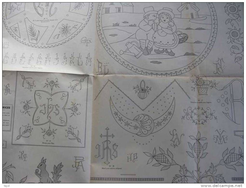 Revue :La Broderie  Lyonnaise Du 1er Mars 1950 N°1057 Feuille De 94 X 65  Cm Env Pliée En 4 - Otros & Sin Clasificación