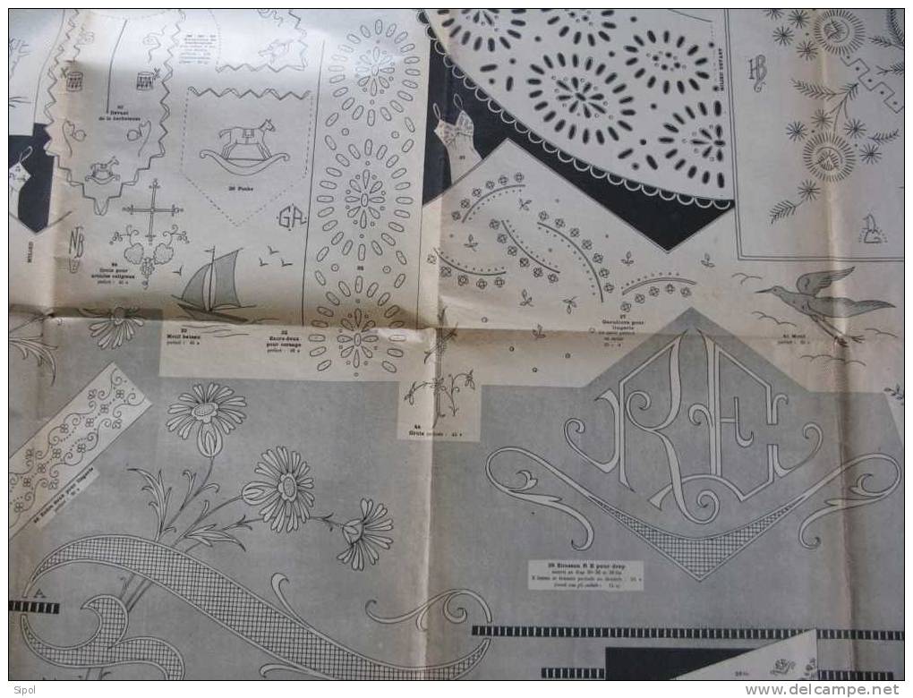 Revue :Le Journal Des Brodeuses 1er Mai1949  N°650  Feuille De 94 X 65  Cm Env Pliée En 4 - Sonstige & Ohne Zuordnung