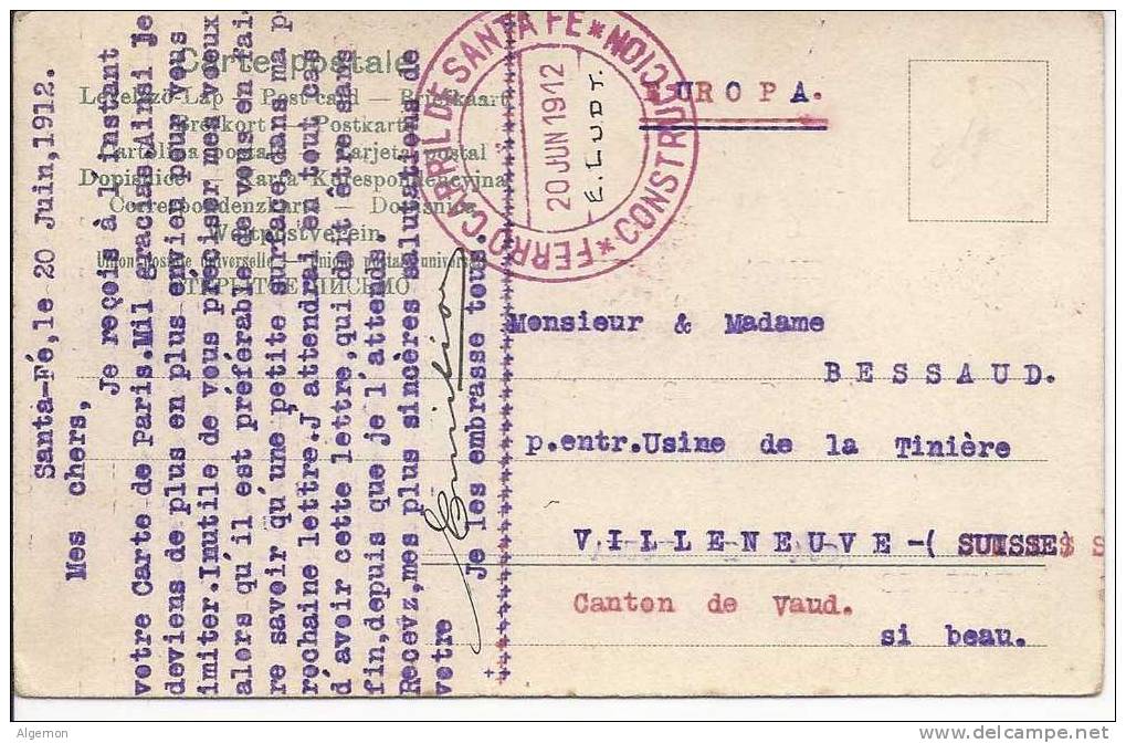 1931 - La Vida Espanola Carte De Santa Fe Argentine Pour Villeneuve Suisse 20.06.1912 - Autres & Non Classés