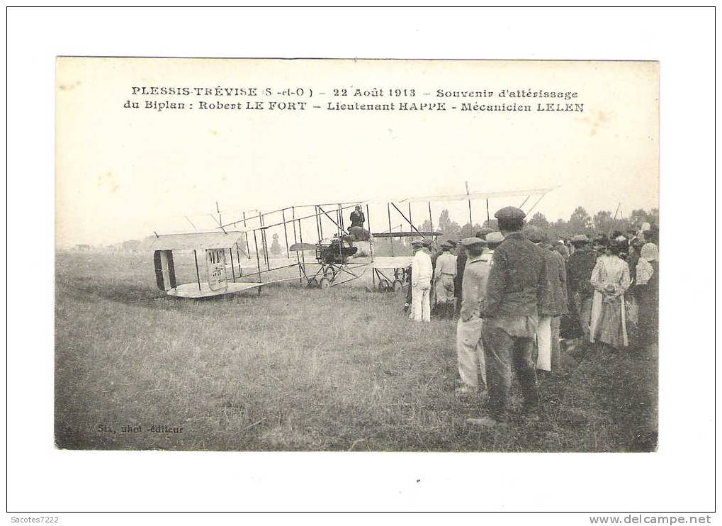 LE PLESSIS TREVIS -  Aout 1913 - AVIATION - R. LE FORT - - Le Plessis Trevise