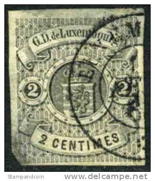 Luxembourg #5 Scarce Used 2c From 1860 - 1859-1880 Wappen & Heraldik