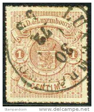 Luxembourg #18a XF Used Rouletted In Color 1c From 1867 - 1859-1880 Stemmi