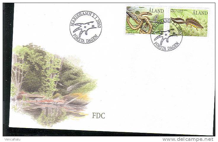 Aland 2002 - Grass-snake, FDC - Snakes