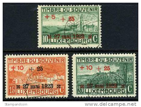Luxembourg B4-6 Used Surcharged Semi-Postal Set From 1923 - Oblitérés