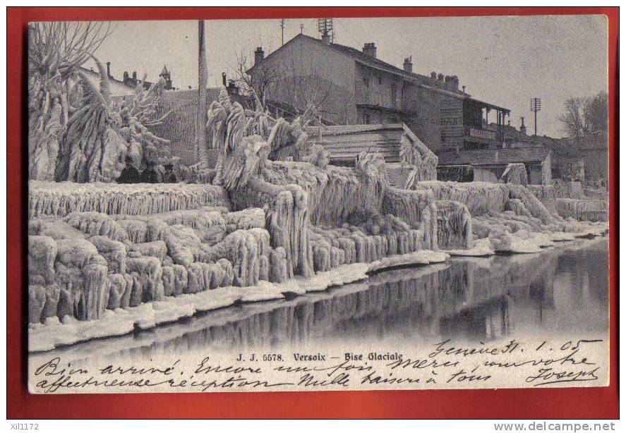 L355 Versoix, Bord Du Lac, Bise Glaciale.Précurseur.Cachet 1905.Jullien 5578 - Versoix
