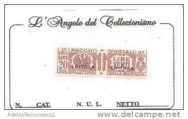 52506)valore Serie Pacchi Postali Spr. Eritrea Da 20£ - Nuovo - N°32 Senza Linguella - Eritrée