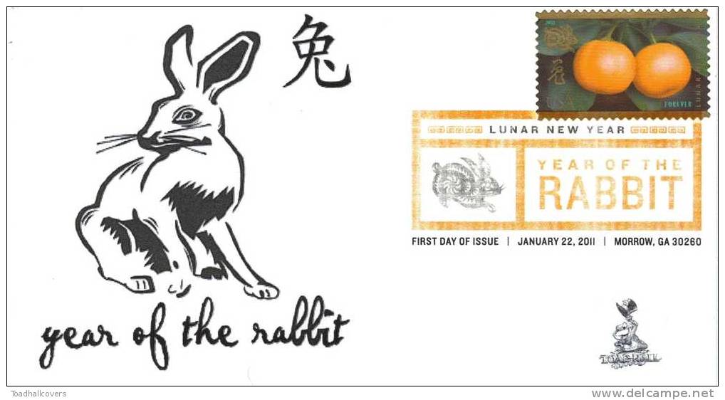 Lunar New Year - Year Of The Rabbit First Day Cover, From Toad Hall Covers! - 2011-...