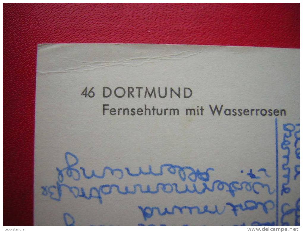 CPM -ALLEMAGNE-DORTMUND -FERNSEHTURM MIT WASSERROSEN -VOYAGEE 1974- PHOTO RECTO / VERSO - Dortmund