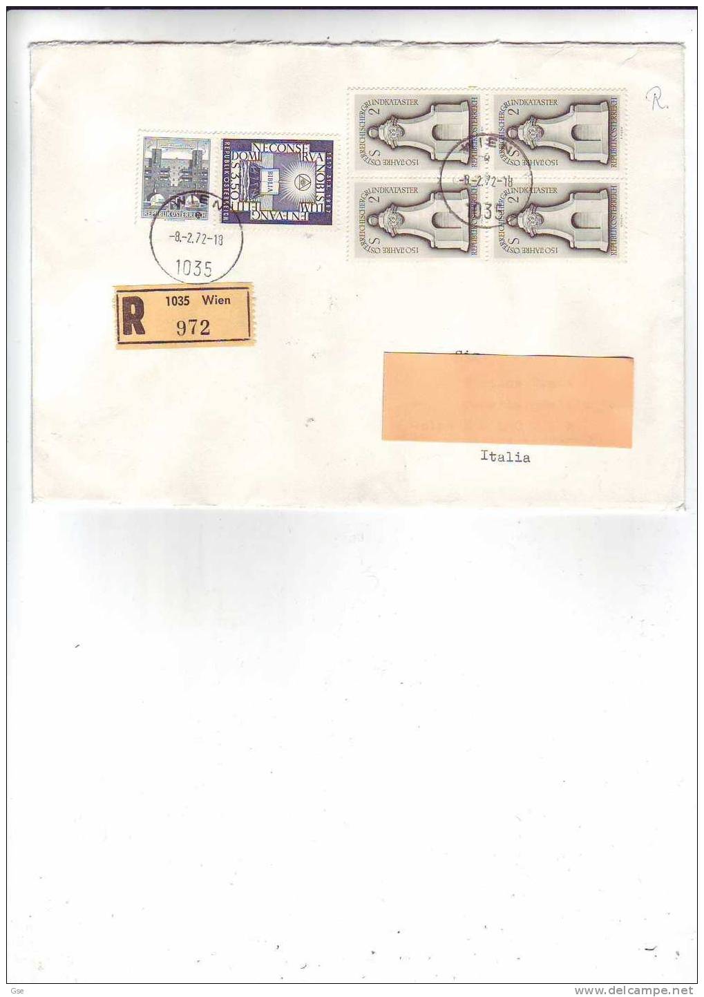 AUSTRIA 1972 - Raccomandata Per  Itaia - Yvert 1083-1085 - Lettres & Documents