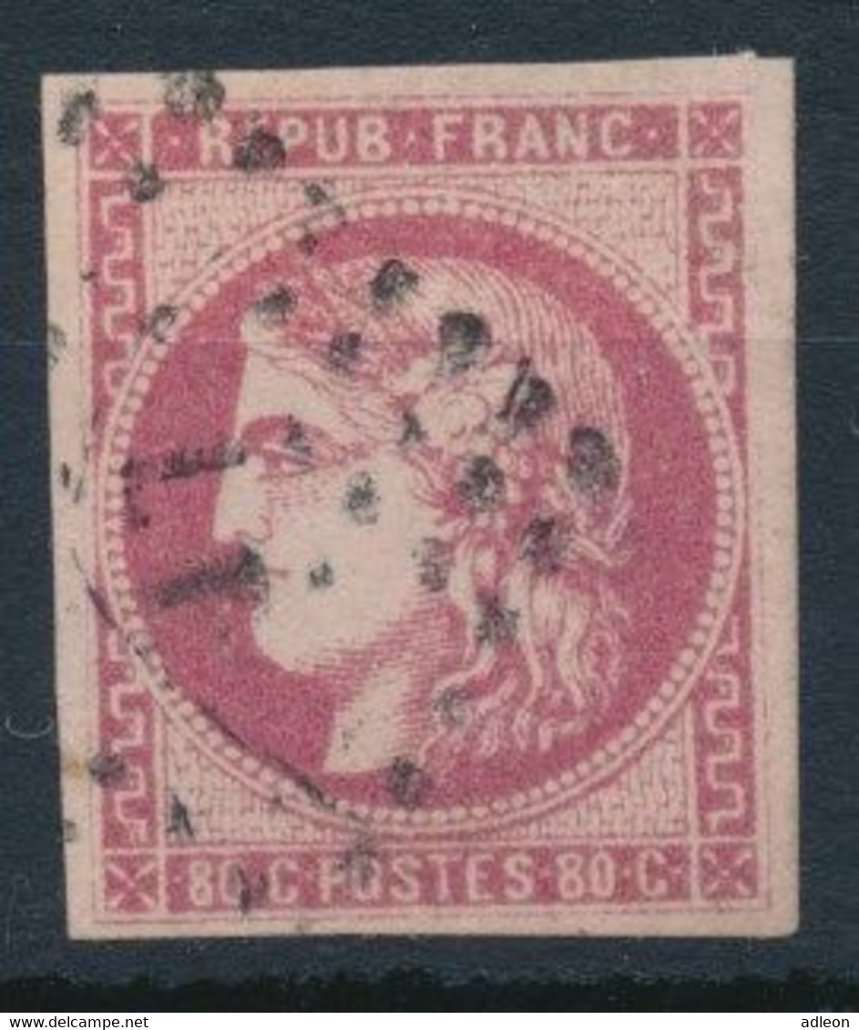 France-Emission De Bordeaux YT 49 Oblitéré PC 80c Rose. - 1870 Emisión De Bordeaux