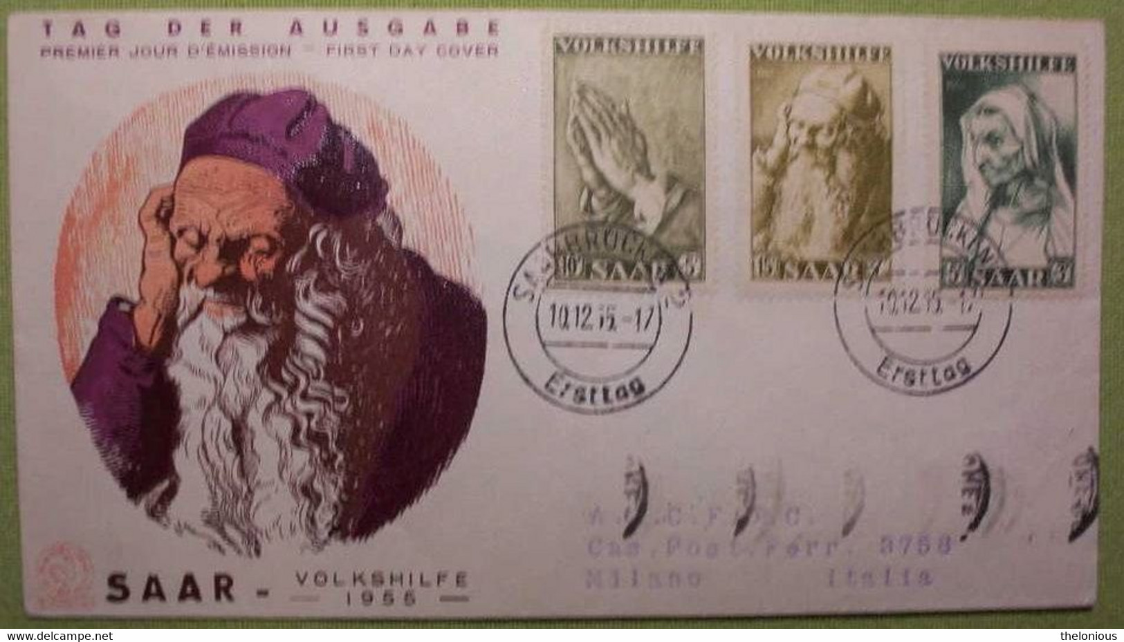 # Sarre - Saarland 1955 FDC Viaggiata Per Milano, N. Mi 365/367 Stupenda - Briefe U. Dokumente